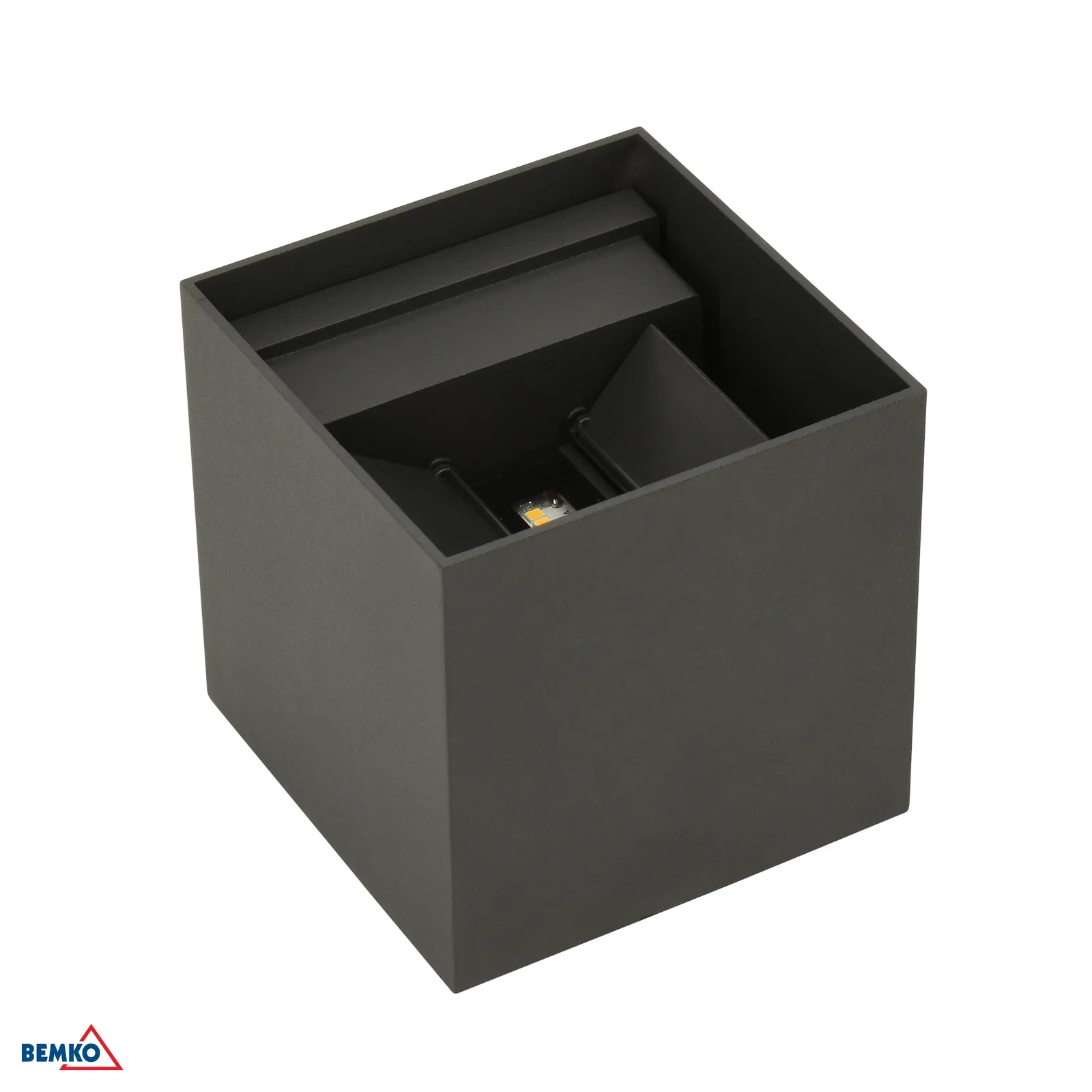 Bemko kültéri LED fali lámpa 12W 4000K IP65, grafitszürke, négyzet alakú 100 × 100 × 100 mm BM-C25-EL2-KS-205GR-4K