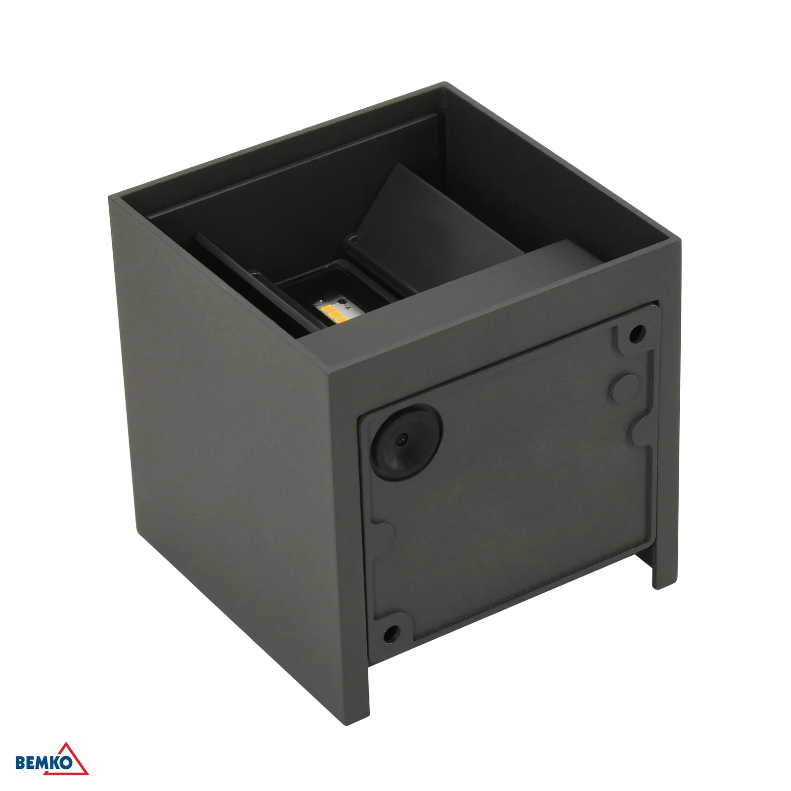 Bemko kültéri LED fali lámpa 12W 4000K IP65, grafitszürke, négyzet alakú 100 × 100 × 100 mm BM-C25-EL2-KS-205GR-4K