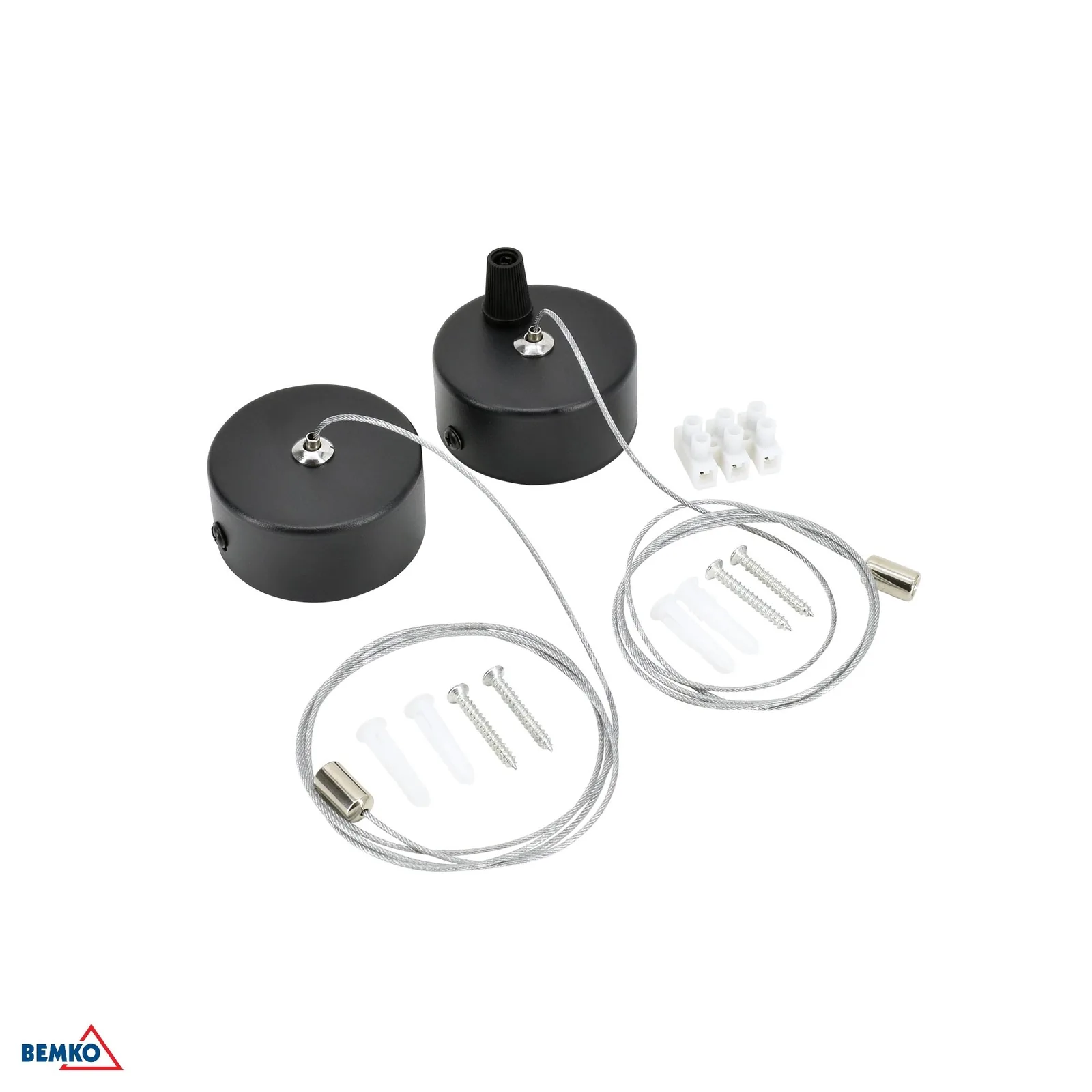 Okrugle stropne rozete s kabelom 100 cm, 2 kom., crne BM-C26-LOR-RO-BL