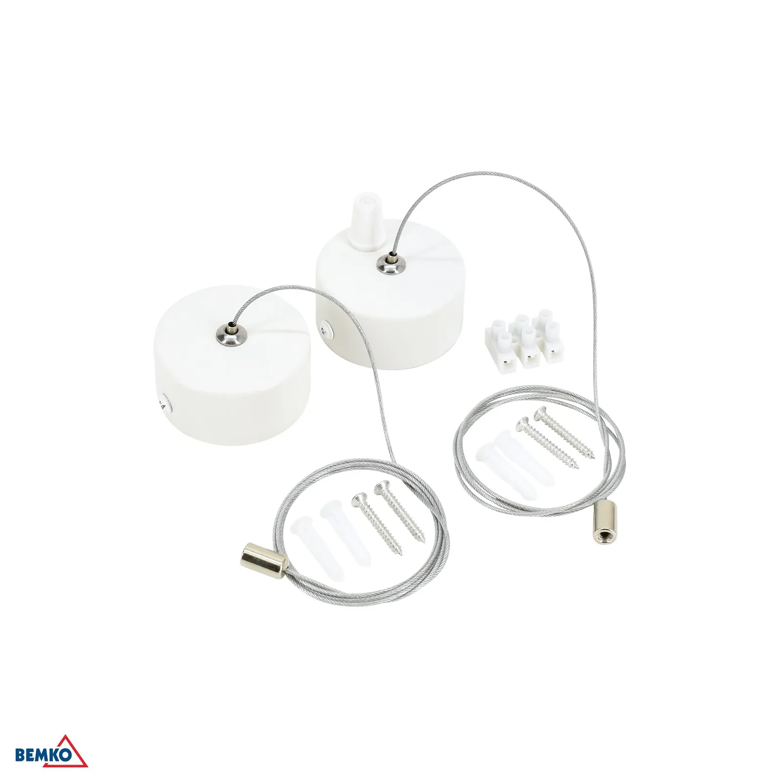 Bemko okrogla stropna rozeta bela s kablom 100 cm, 2 kos BM-C26-LOR-RO-WH