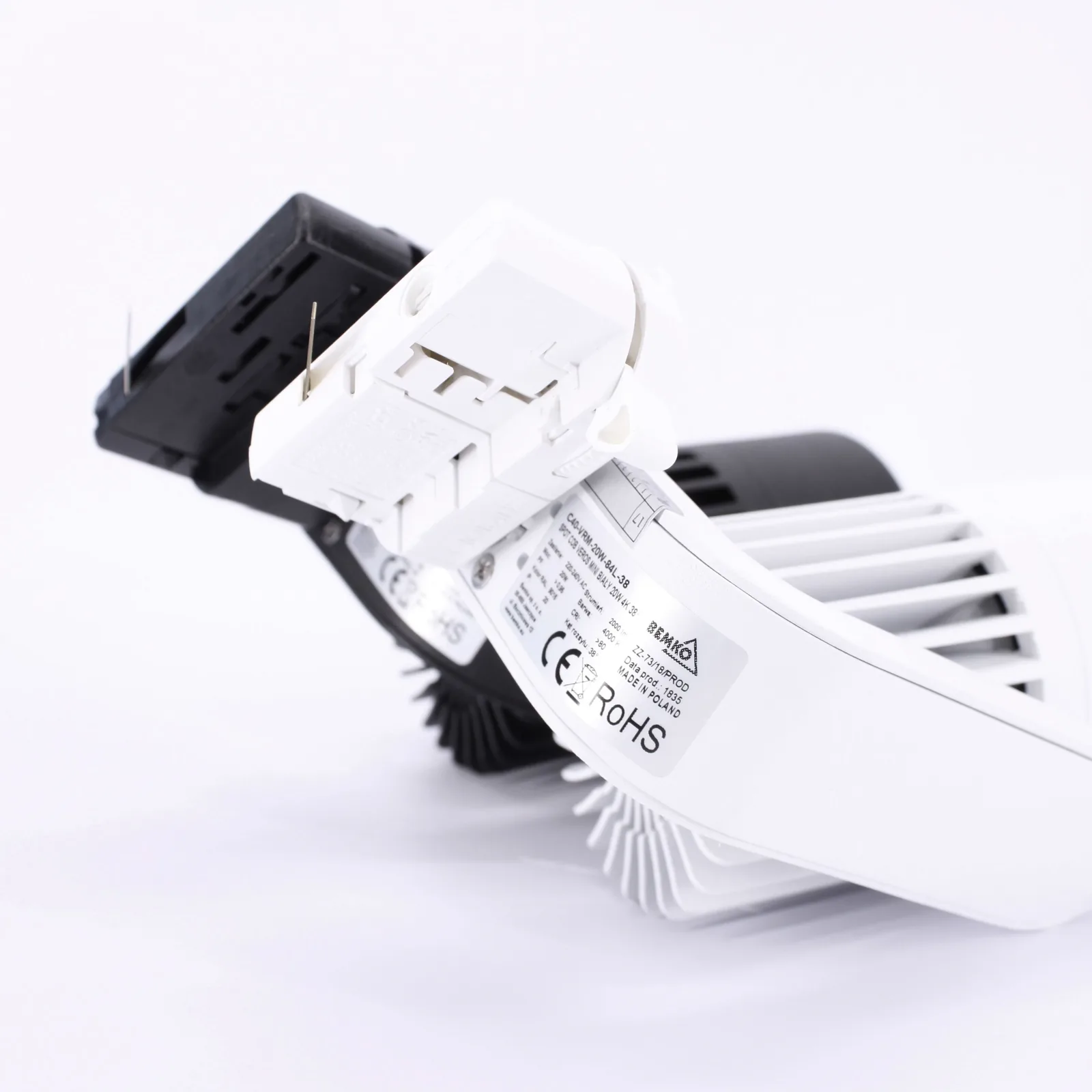 Stropna LED reflektorska svetilka COB Luxmena, bela, 20W, 3000K, 2000 lm, 40° BM-C40-VRM-20W-83L-40-T