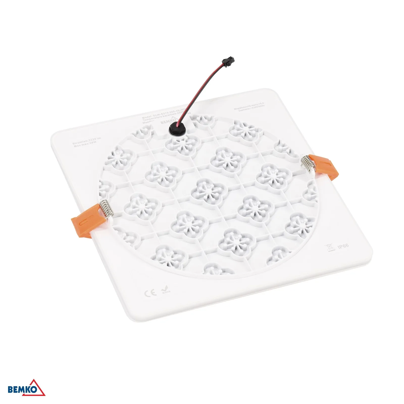 Bemko LED süllyesztett mennyezeti lámpa 5W 4000K 420 lm, négyzet alakú, fehér, IP66/IP20 BM-C70-DLW-S075-050-4K-WH