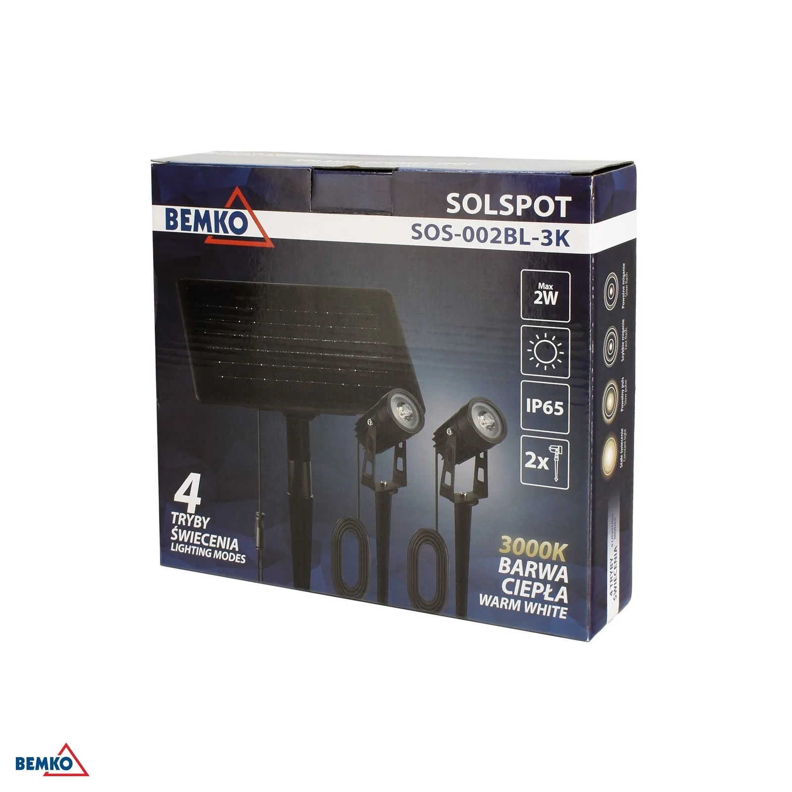 Bemko solarna vrtna svjetiljka za zabijanje u zemlju Solspot 2W 3000K IP65 2 kom BM-C83-SOS-002BL-3K