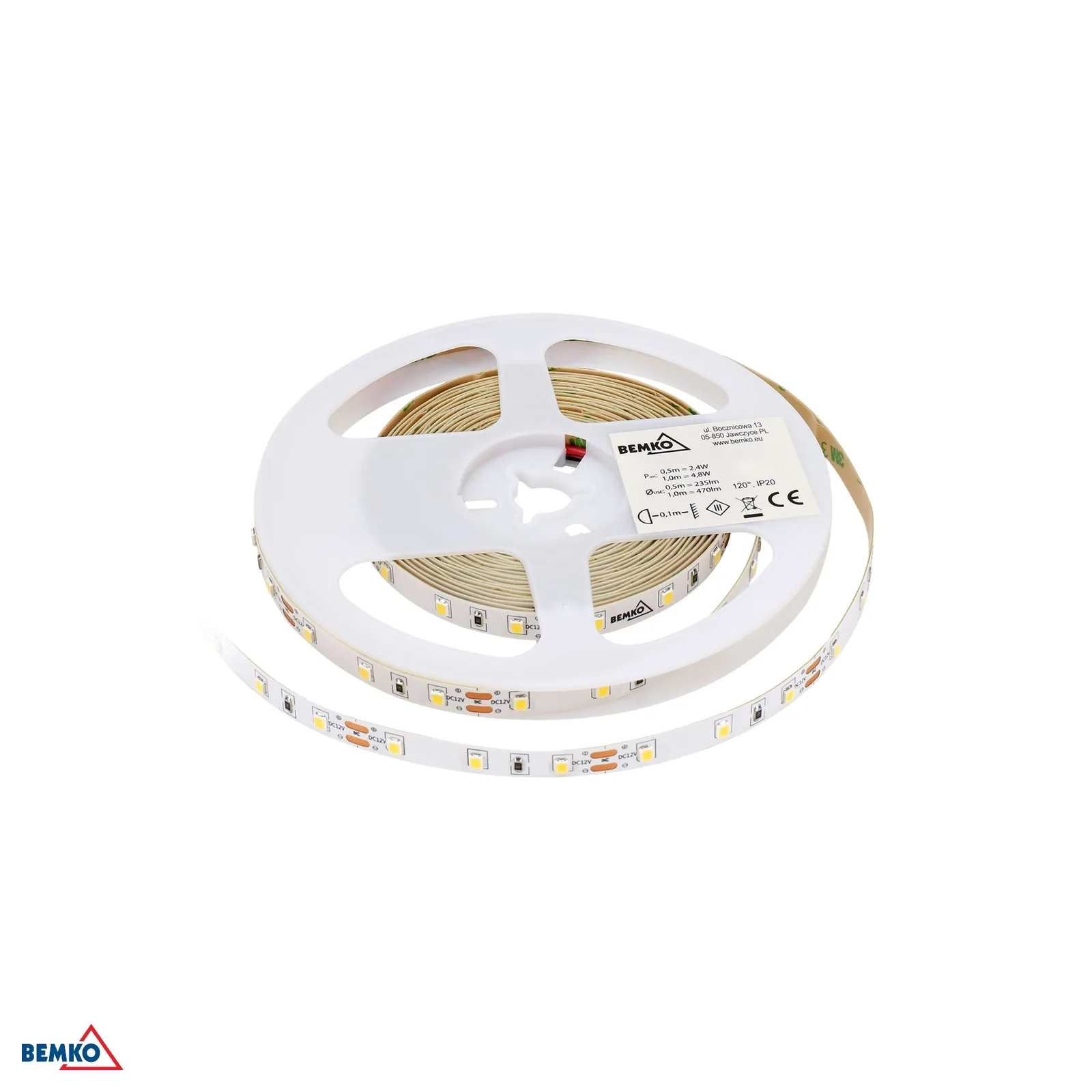 Bemko LED szalag 12V DC 2835 5 m meleg fehér IP20 BM-D87-LS-2835-300-IP20-AWW