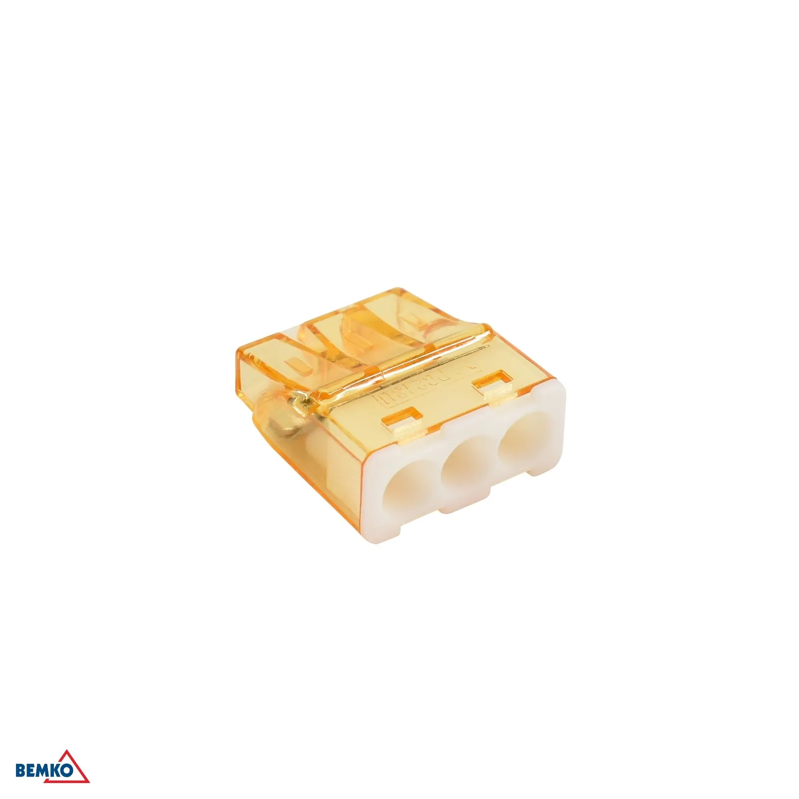 Push-in stezaljka za kabele 0,5–2,5 mm², 3 ulaza, 24 A, 450 V, narančasta, Bemko BM-E00-PC23-100