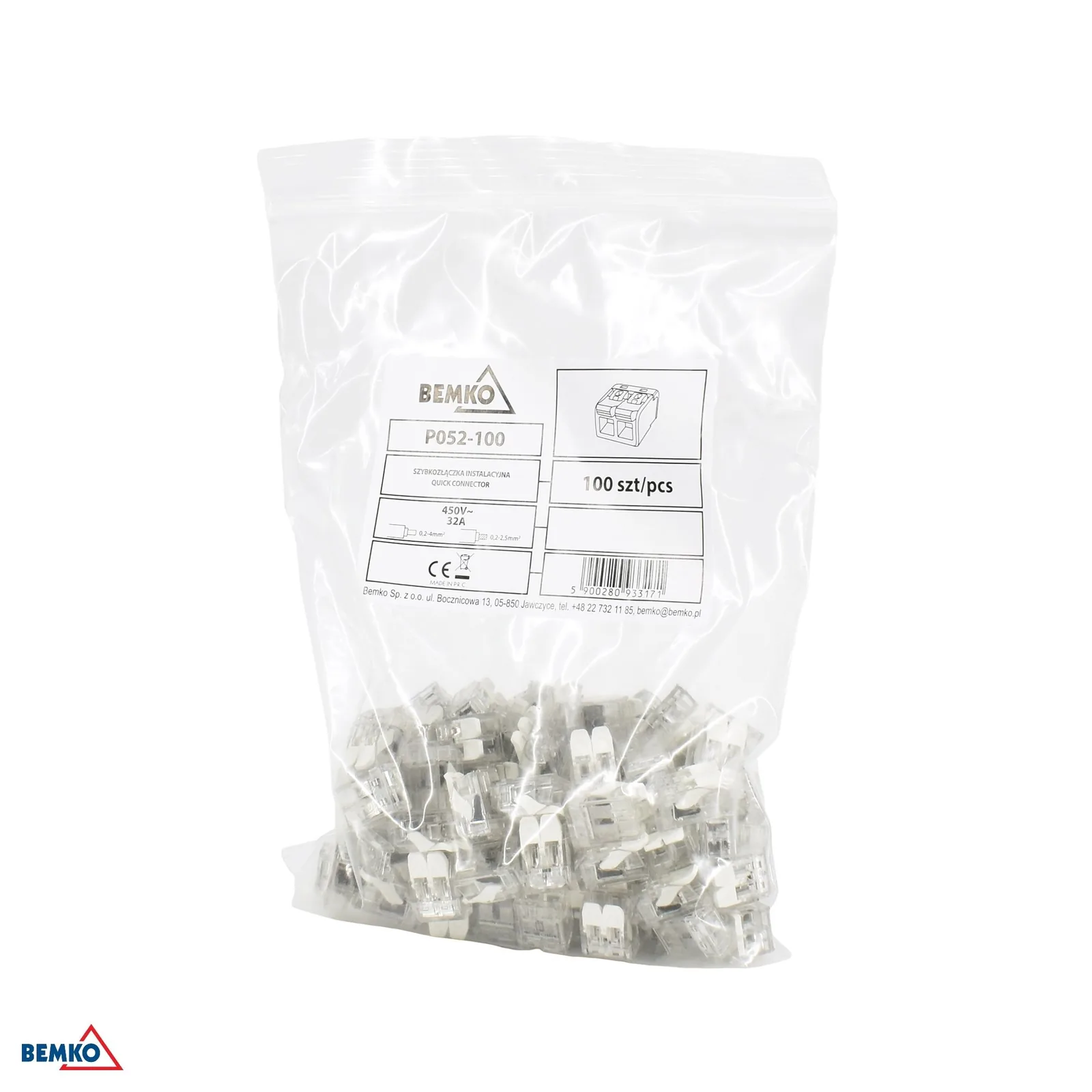 Bemko hitra spojka za kable 4 mm², 2-vstopna, 100 kos BM-E03-P052-100