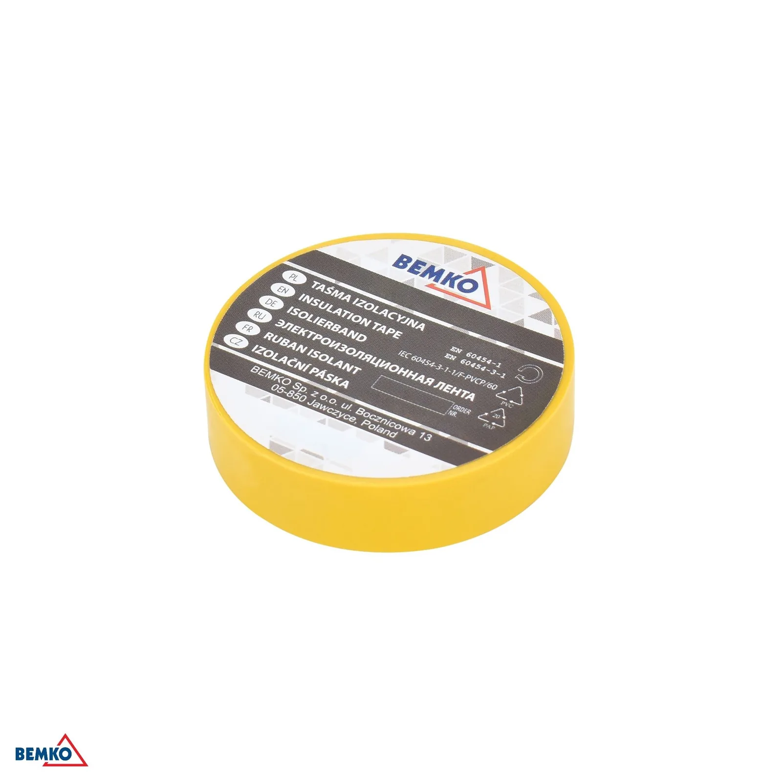 Bemko PVC szigetelőszalag 15 mm x 10 m, sárga BM-E30-PVC1510YE