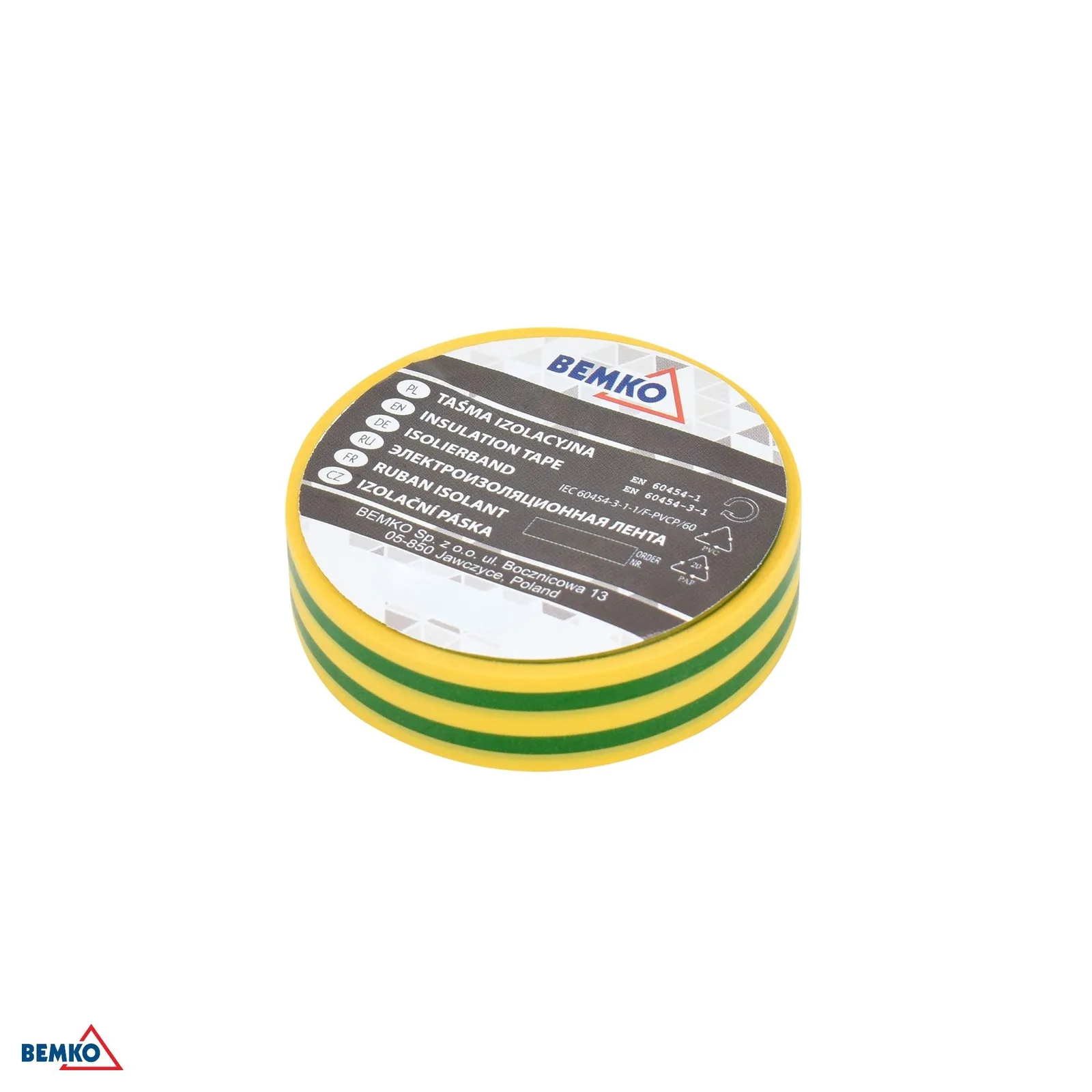 Bemko szigetelőszalag sárga-zöld 15 mm x 10 m BM-E30-PVC1510YG