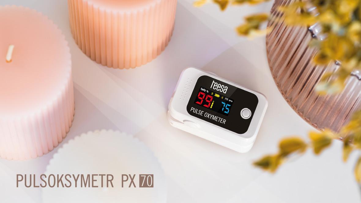 Medyczny pulsoksymetr napalcowy z Bluetooth Teesa PX70 Medyczny pulsoksymetr napalcowy z Bluetooth Teesa PX70
