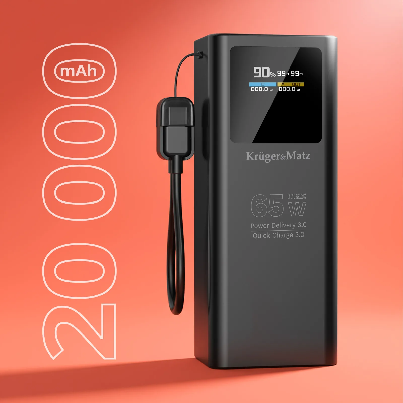 Krüger&Matz powerbanka 20000 mAh, 65 W L-KM0914 detail 2