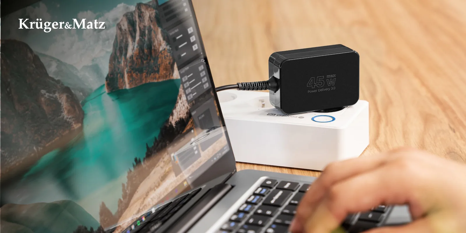 Univerzálny napájací adaptér pre notebook 45 W USB-C PD, 7 koncoviek L-KM1450-45