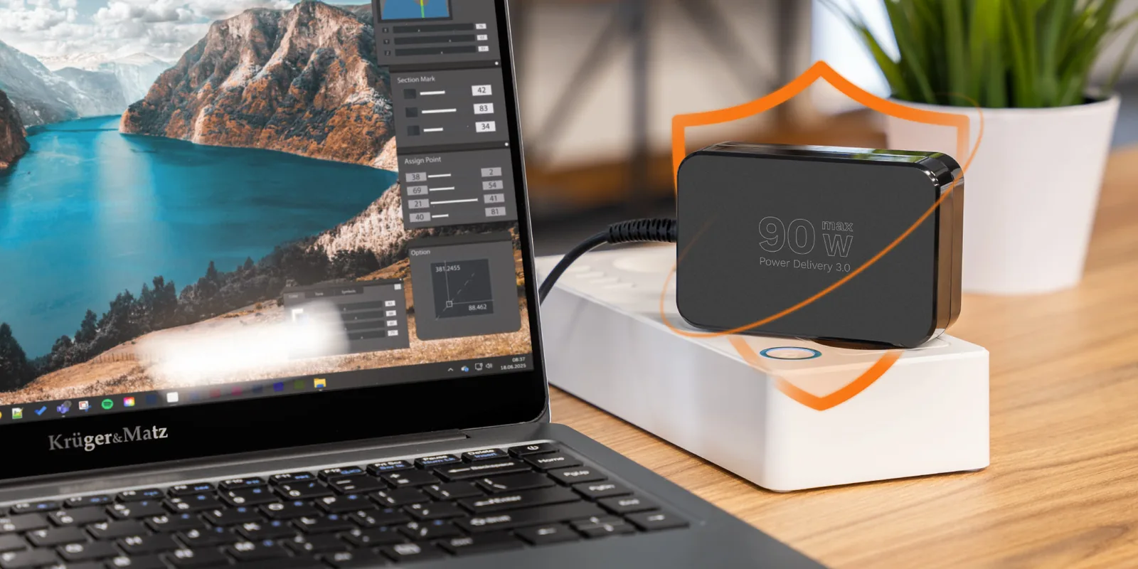 Univerzálny napájací adaptér na notebook 90 W USB-C Power Delivery so 7 koncovkami L-KM1450-90 detail 5