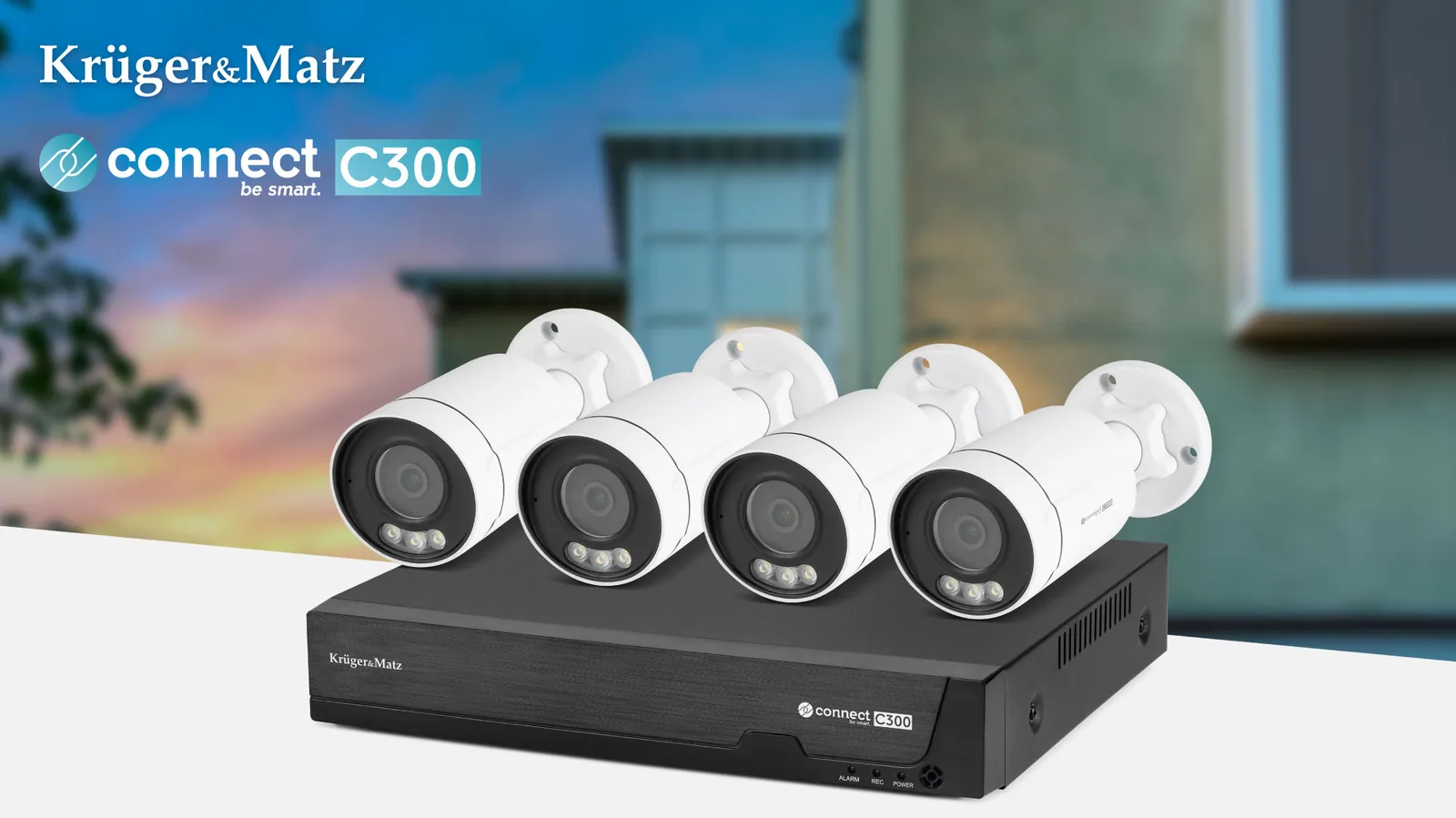 IP kamerový systém Krüger&Matz Connect C300 so 4 kamerami a rekordérom L-KM2242