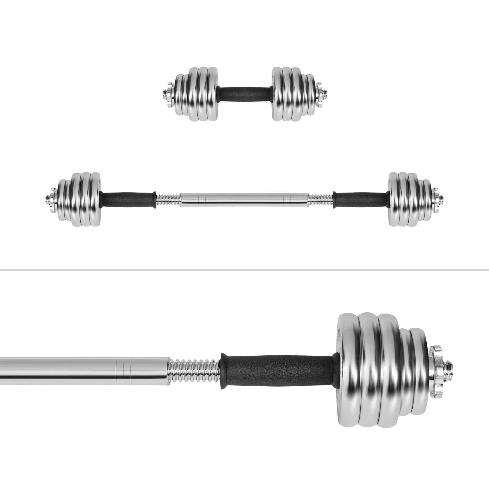 Nastaviteľné liatinové činky v kufríku 15 kg so spojovacou tyčou L-RBA-2326-15 detail 2