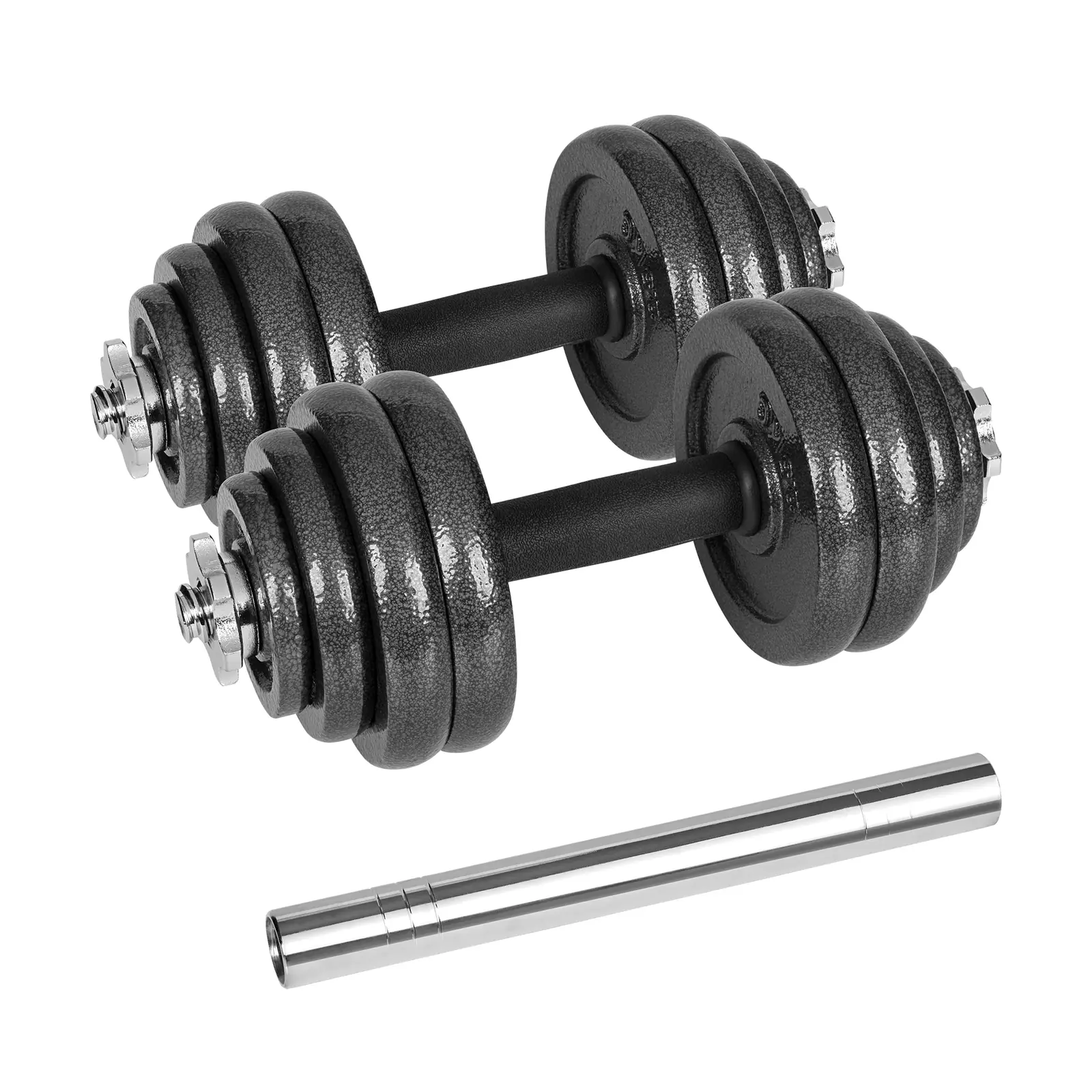 Nastaviteľné liatinové činky 30 kg v kufríku so spojovacou tyčou L-RBA-2327-30