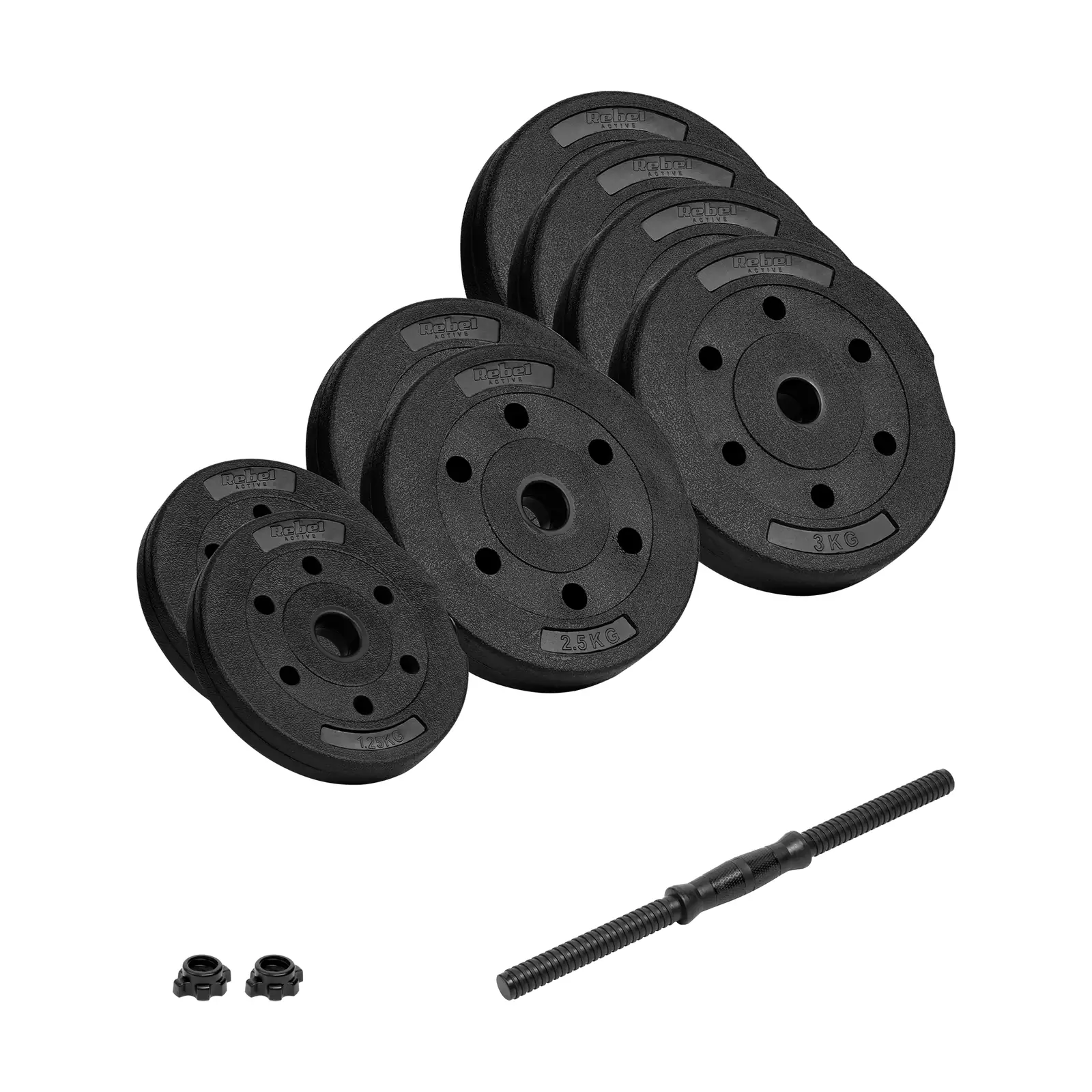 Nastaviteľná jednoručná bitúmenová činka 20 kg Rebel Active L-RBA-2328-20 detail 2
