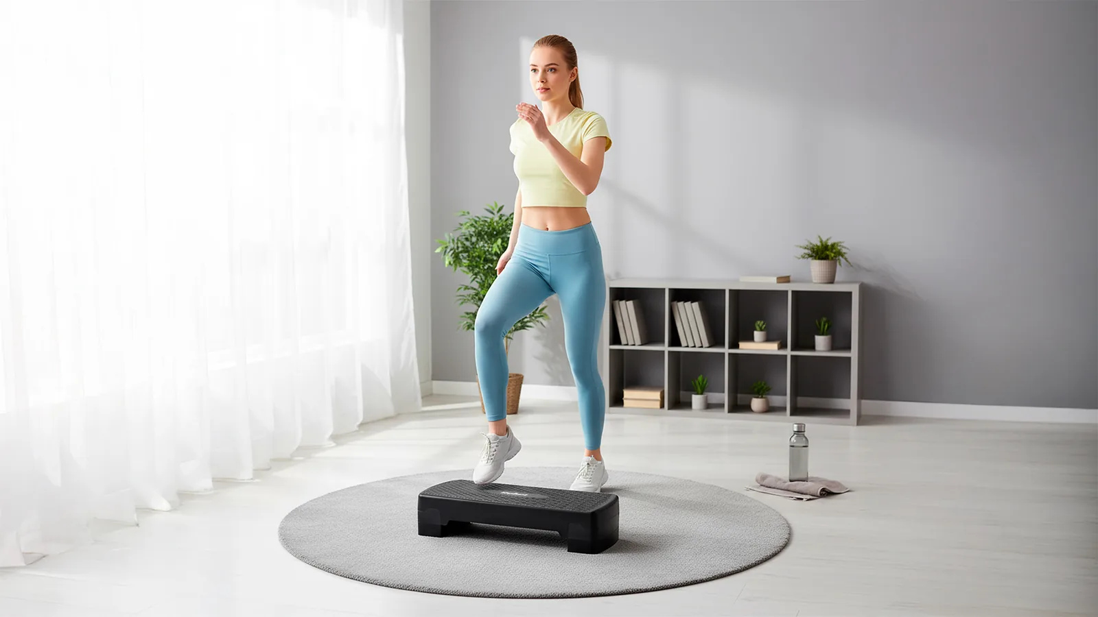 Step na cvičenie 68 cm, 2 stupne, čierny L-RBA-3228-BK