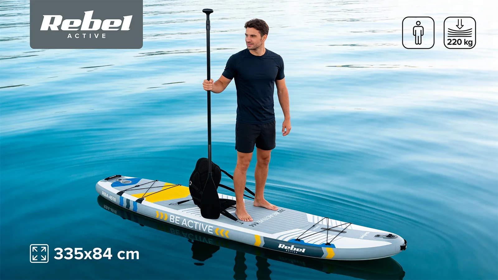 Nafukovací paddleboard so sedadlom Rebel Active PRO 335 cm biely L-RBA-4518-WH