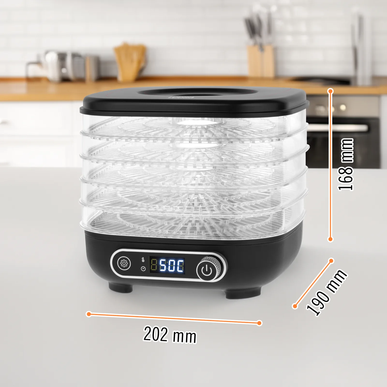 Sušička na ovocie a zeleninu Teesa 300 W, 5 sít, LCD displej L-TSA3033 detail 7