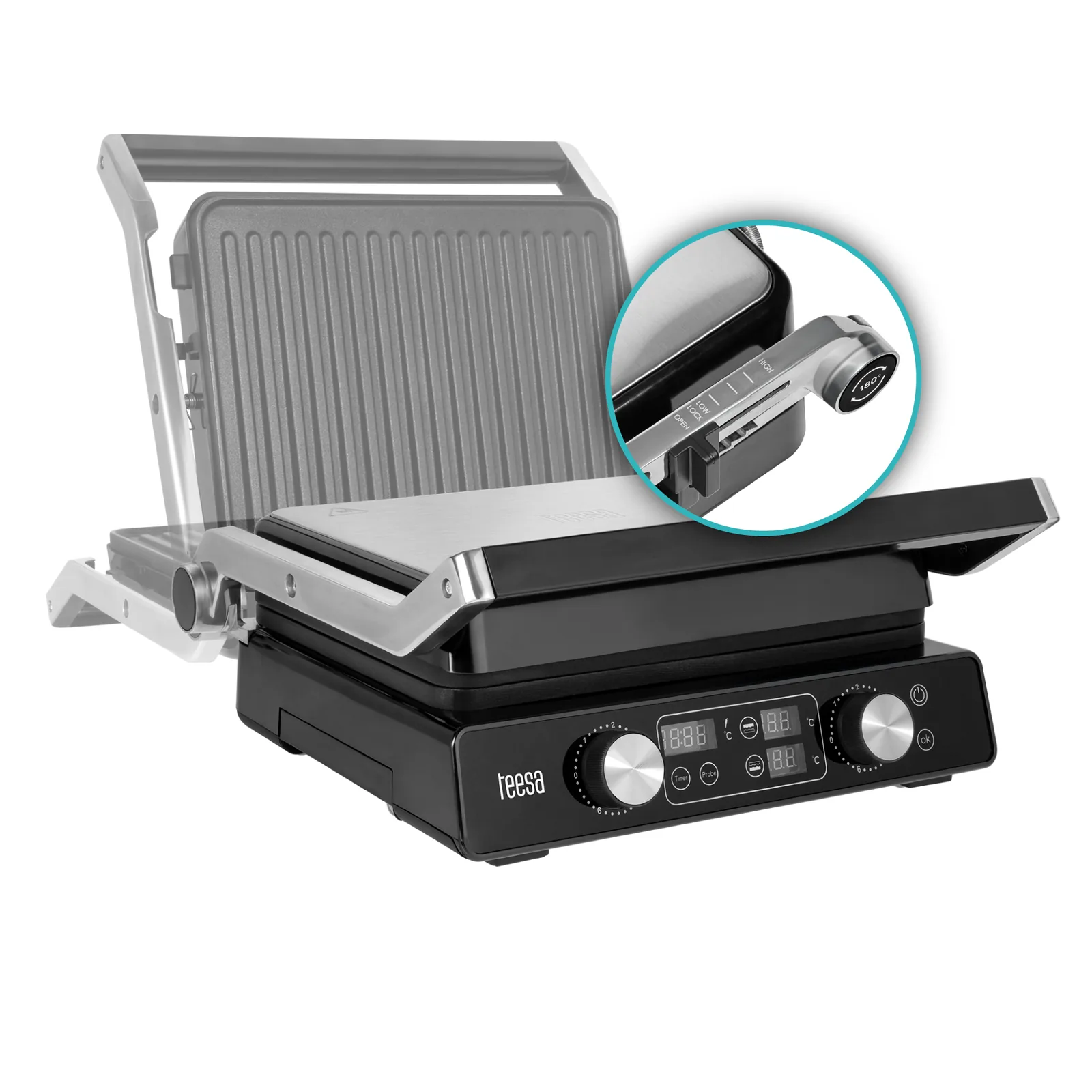Kontaktný elektrický gril Teesa na panini s vyberateľnými platňami L-TSA3239 detail 2