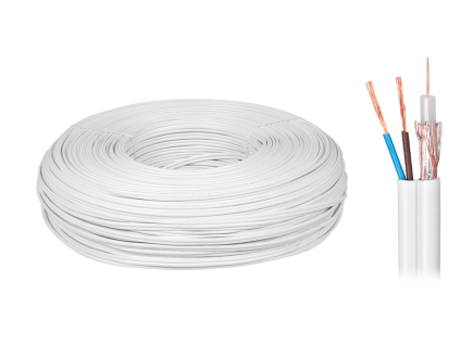 Koaxiálny kábel 75 ohm s napájacími vodičmi 2×0,5 mm 100 m L-KAB0546