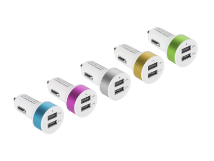 Nabíjačka do auta 2xUSB 2100 mA mix farieb HQ