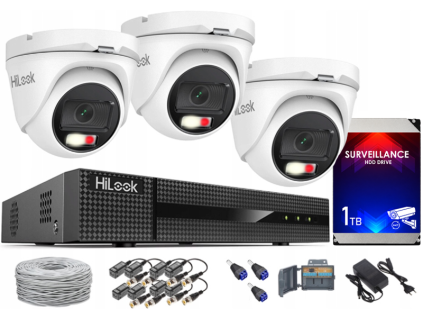 Súprava na monitorovanie TurboHD, 3 kamery Hybrid Light 5Mpx, rekordér 4ch - HiLook od Hikvision