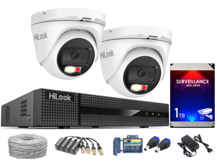 Súprava na monitoring TurboHD, 2 kamery Hybrid Light 5Mpx, rekordér 4ch - HiLook by Hikvision