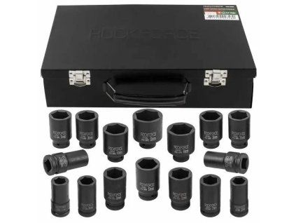 Súprava dlhých rázových hlavíc 3/4" 16 ks 6-hranné 17–50 mm Rockforce FS-17345