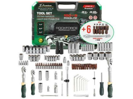 ROCKFORCE Súprava NÁRADIA 150 + 6 PRVKOV súprava PREMIUM Cr-Mo CrV