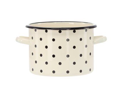 Smaltovaný hrniec 3 l 18 cm biely s bodkami CH-EMA3400