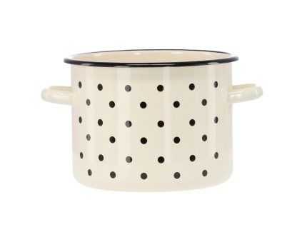 Smaltovaný hrniec 4,5 l 20 cm biely s bodkami CH-EMA3455